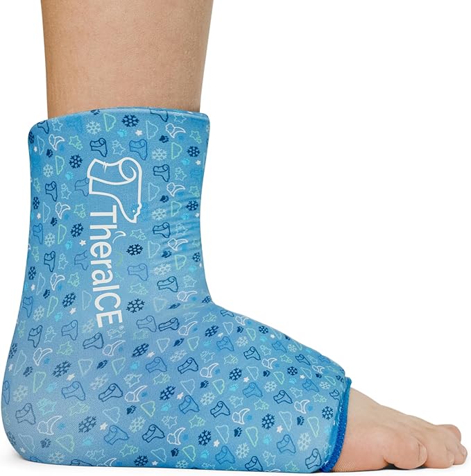 TheraICE Junior Ankle Ice Pack Wrap for Swelling, Sprained Ankle Support | Foot & Heel Ice Wrap for Achilles Tendonitis, Plantar Fasciitis, Comfortable Junior Fit