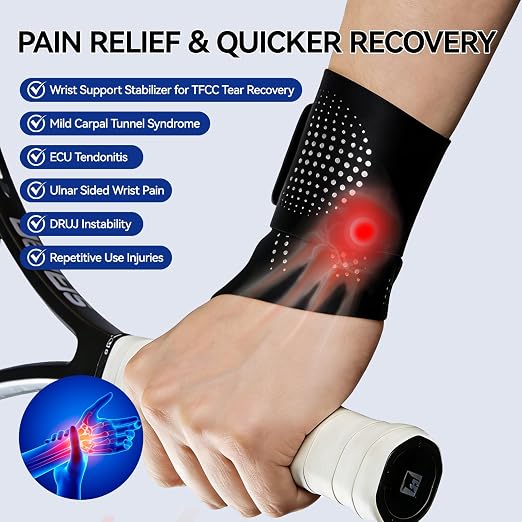 Ultra-Thin Wrist Brace Support for Carpal Tunnel, Black | Wrist Brace for TFCC Tears, Elastic Wrist Wraps for Weightlifting, Typing, Gym, Day Night Wrist Support for Tendonitis, DRUJ