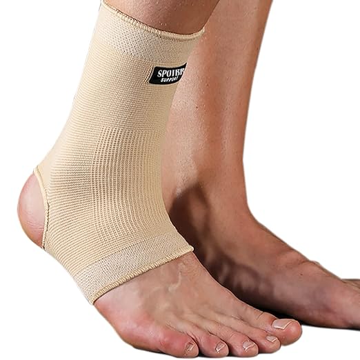 SPOTBRACE Ankle Brace Compression Sleeve, Ankle Support For Women Men 2Pack | Elastic, Open Heel, Beige, Breathable, Thin, Soft, Foot Compression Sock Wrap for Swelling, Plantar Fasciitis, Sprain, 2XL