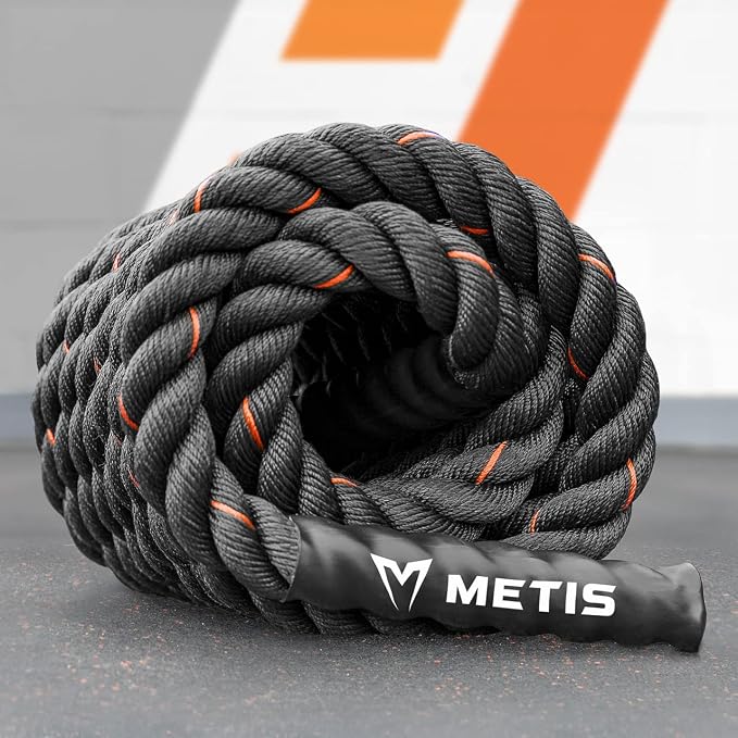 METIS Battle Ropes – Durable Fitness Ropes for Strength Training, 30ft/40ft/50ft Options – Ideal for Home Workouts & Gyms with Anti-Fray Handles
