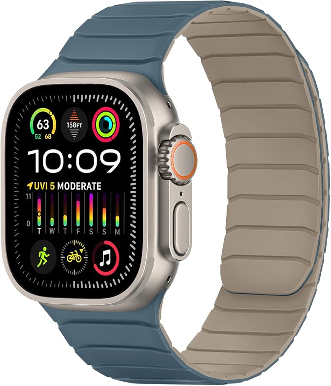 Tasikar Magnetic Bands Compatible with Apple Watch 49mm 46mm 45mm 44mm 42mm Soft Silicone Replacement Loop Wristband for iWatch Ultra 3 2 1 SE Series 11 10 9 8 7 6 5 4 3, Dune-Cloud Blue
