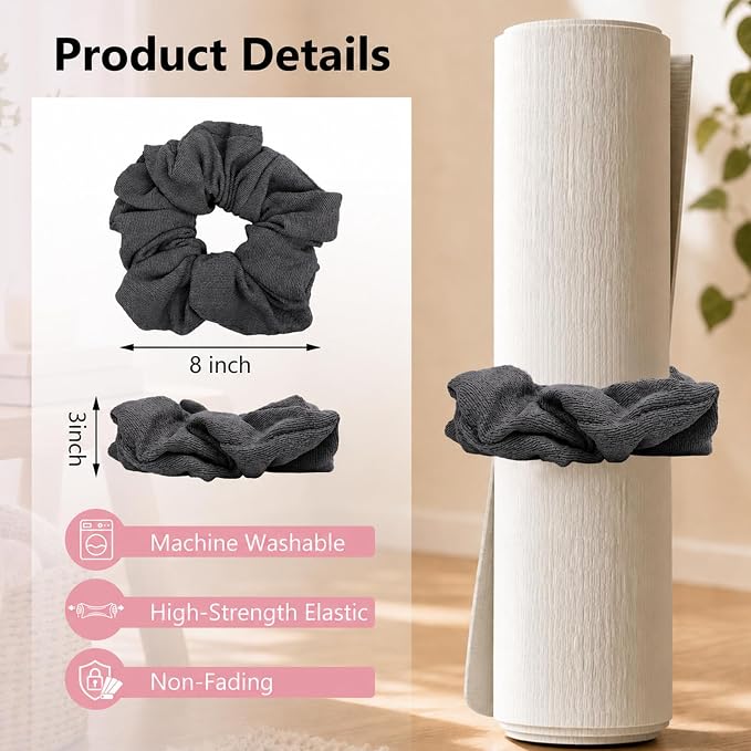 Yoga Mat Scrunchie Yoga Mat Strap Carrier Pilates Mat Holder | Holds Your Yoga Mat in Style, Adjustable & Stretchy Yoga Mat Band, Fits Most Standard Yoga Mats (mat not included),Yoga Gifts
