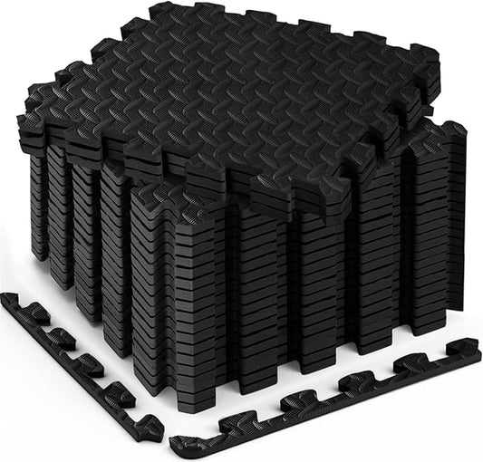18pcs Puzzle Exercise Mat, 12.6"x12.6"x0.4", 18sqft EVA Interlocking Foam Floor Tiles, Protective, Water-Resistant Flooring for Home Gym & Workout Equipment