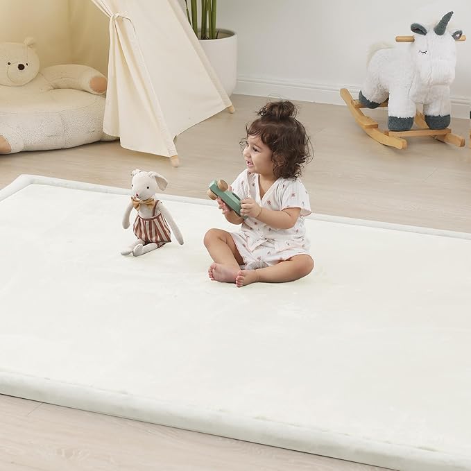 1.5" Thick Baby Play Mat for Floor Tummy Time, 50"x 50" Pro Soft Baby Activity Playmats Playroom, Easy Care with Non-Slip Safe for Infant Toddler Kids Crawling(Cream)