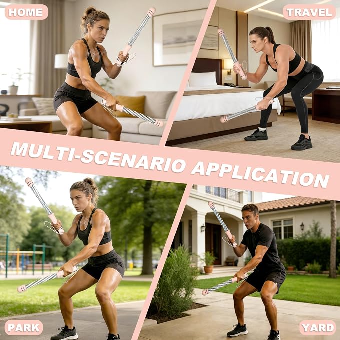 Adjustable Ropeless Battle Ropes for Home Gym, Heavy Duty Cordless Battle Rope 2-Pack with Non-Slip Spiral Handles, Weighted Ropeless Battle Ropes for Strength Training, HIIT Workout for Women & Men