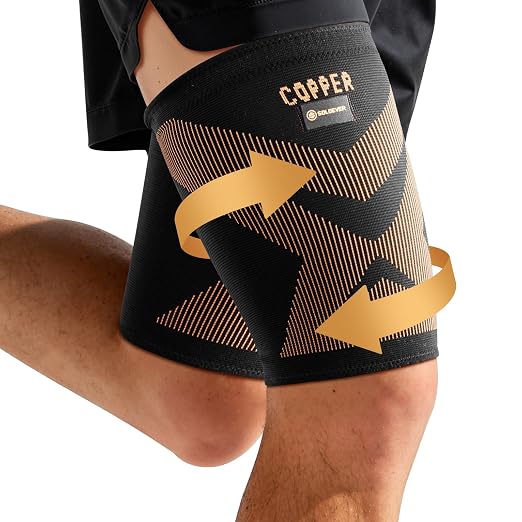 Copper-Infused Thigh Compression Sleeves 1 Pair Upgrade Medical-Grade | Anti-Slip Hamstring Compression Sleeves for Workouts,Sports Recovery ,Quad & Groin Support,Upper Leg Sleeve for Women Men S