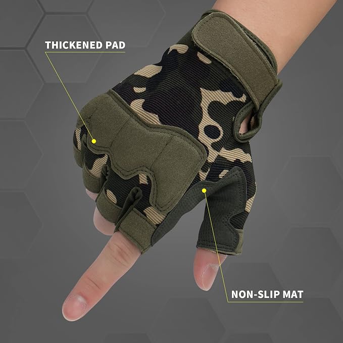 FIORETTO Fingerless Gloves for Men, Breathable Grip Palm Gloves for Motorcycle Riding, Driving, Cycling, Exercise, Workout, Climbing, Hiking and Outdoor Activities M210603