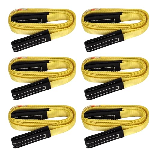 XSTRAP STANDARD 6PK 1"x8' Lift Sling Straps Wear Guard End Heavy Duty Strap | 4,000 lbs Break Strength Lifting Straps with 2 Reinforced Loops for Tree Saver Lifting Furniture Appliances Machine, hoisting