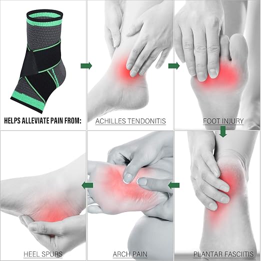 Ankle Support Brace, Adjustable Compression Ankle Support, for Men Women Achilles Tendon Support and Plantar Fasciitis, Stabilize Ligaments, Eases Pain Swelling and Sprained Ankle Pain (Medium) | Foot Brace Ankle Wrap for Plantar Fasciitis, Achilles Te...