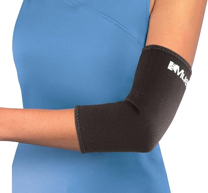 MUELLER Sports Medicine Elbow Compression Sleeve, Elbow Brace for Pain Relief for Men and Women, For Tennis, Golf, Painting, Factory-Line Work, and More, Black, Medium