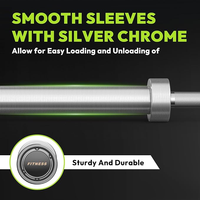 HANDBODE 7 FT Olympic Barbell 45 LB, 2-Inch Weight Bar, 1000 LB | Needle Bearings, Knurled Grip, Hard Chrome Coating, Powerlifting, Bench Press, Deadlift, Squat, Hip Thrusts And Cleans