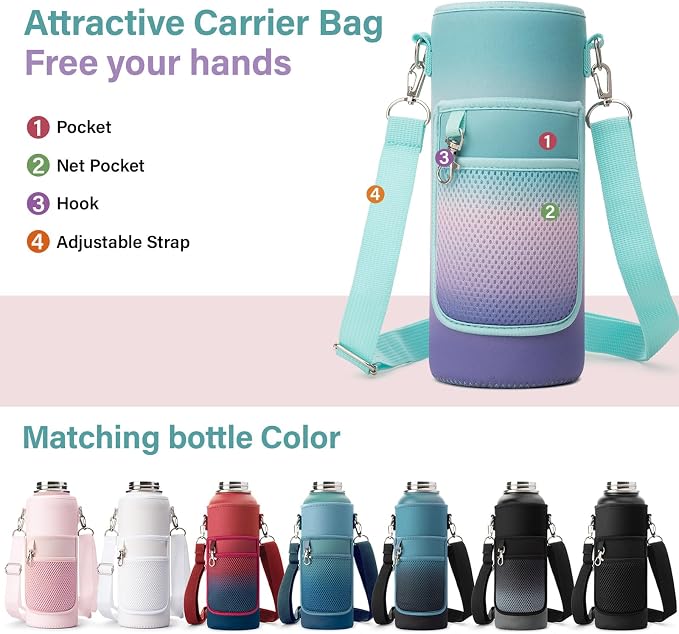 DYSANKY Insulated Water Bottle with Portable Carrier Bag for Outdoor 40 oz
