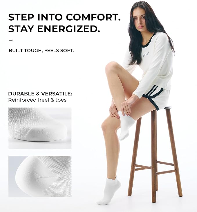 FITRELL Ankle Compression Socks for Women & Men - 5/6 Pairs Cushioned Arch Support Running Socks, Plantar Fasciitis Relief
