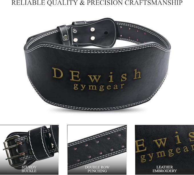 7mm Leather Weightlifting Belt, 4”& 6”Width, Double Prong Power Belt for Gym Bodybuilding, weightlifting, powerlifting, squats and deadlifts
