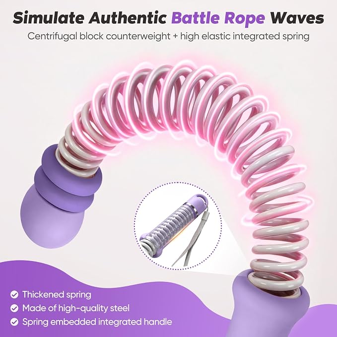 KUZARO Upgrade Weighted Ropeless Battle Ropes for Women, Quiet Adjustable Cordless Battle Ropes for Home Gym HIIT Cardio & Strength Training, Portable Exercise Rope for Arm & Core, Apartment Gear