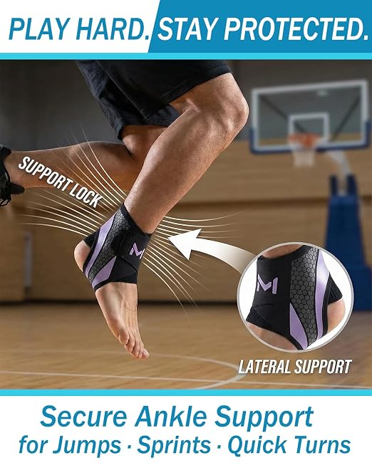 2-Pack Ankle Brace for Men & Women,Adjustable Lace up Ankles Sock,Basketball Ankle Stabilizer with Straps,Orthopedic Compression Sleeve for Plantar Fasciitis Relief,Tendonitis,Sprained (Purple)