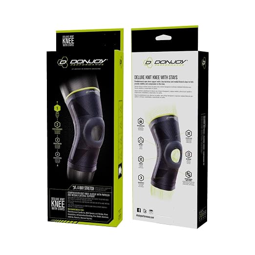 DonJoy Performance Deluxe Knit Knee Sleeve With Stays for Mild Knee Sprains & Strains - Slip-on Open-Patella Design for Athletes and Active Users, X-Large