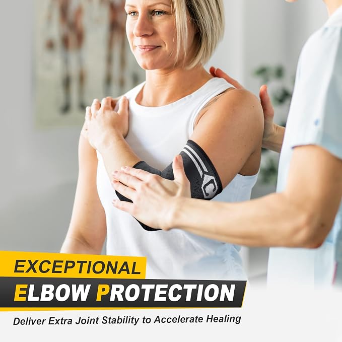 CAMBIVO 2 Pack Elbow Brace Compression Sleeve, Tennis & Golfer's Elbow | Breathable 3D Knit, Moisture-Wicking, No Straps or Velcro, Epicondylitis, Tendonitis & Arthritis Relief, All-Day Wear