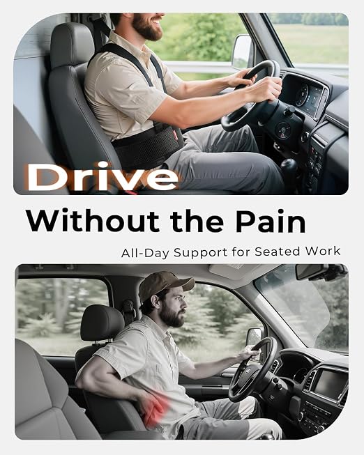 Medical-Grade Work Back Brace with Adjustable Shoulder Straps [Stronger Support & Breathable Mesh] Lower Back Support Belt for Men Women - Pain Relief for Lifting, Warehouse, Construction & Moving