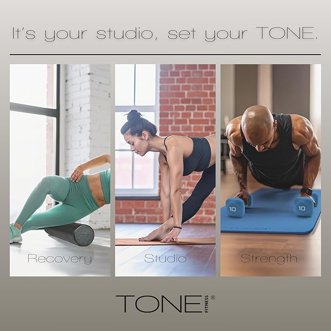 Tone Fitness High Density EPP Foam Exercise Foam Roller for Yoga, Pilates, Stretching, Massage, and Recovery | Multiple Sizes and Colors