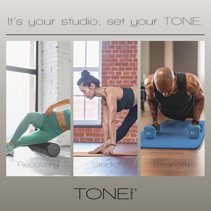 Tone Fitness High Density EPP Foam Exercise Foam Roller for Yoga, Pilates, Stretching, Massage, and Recovery | Multiple Sizes and Colors