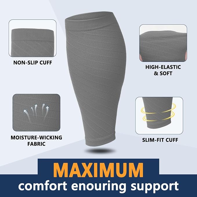 CTHH Calf Compression Sleeve for Men & Women Footless Compression Socks | 3 Pairs Graduated Compression Leg Sleeve Support for Shin Splints Pain Relief Running Flying Cycling Fitness Nurse
