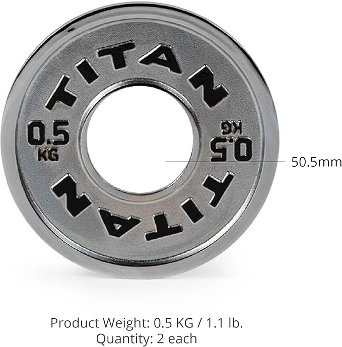 Titan Fitness Olympic Calibrated Steel Powerlifting Plates, Machine Precision Steel Discs