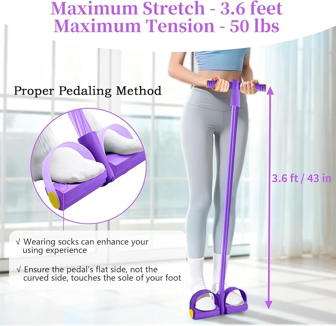 Pedal Resistance Bands with Handles, Durable 6-Tubes Multifunction Pedal Resistance Band, Natural Rubber Foot Pedal Resistance Bands, Fitness Resistance Bands for Abdomen, Waist, Arm, Leg