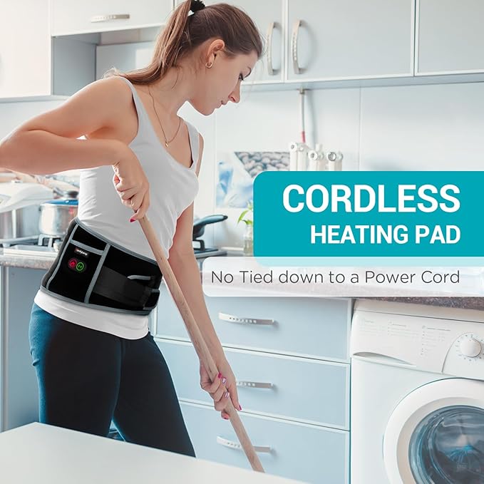 Comfytemp Cordless Heating Pad with Massager for Back, Gifts for Women Men | FSA Eligible HSA, Portable Lower Back Massager, Rechargeable Wireless Electric, Birthday Mom Dad Seniors 3 Heat 30mins 58"Up