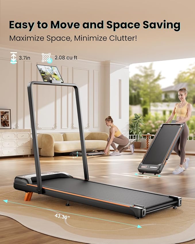 Abonow Walking Pad Treadmill with Handle Bar for Home Office | 3.0HP Compact Treadmills, 8% Manual Incline 2 in 1 Under Desk Walking Machine, LED Display, 265 LBS Capacity