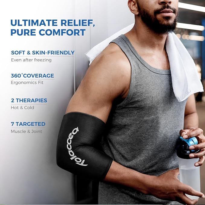 Elbow and Knee Ice Pack - Cold Ice Sleeve with Reusable Gel & Cold Therapy Compression for Knee, Shin Splints, Calf Strain, Flexible Ice Pack forTennis Elbow, Tendinitis(Small (Pack of 1), Black)