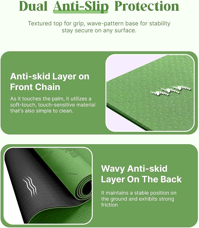 ROMIX Pro Yoga Mat Thick 6mm (1/4 inch), 72"L x 24"W Non-Slip Workout Mat with Alignment Lines, Large Yoga Mats for Women Men With Carry Bag, Exercise Mats for Home Workout Training Equipment