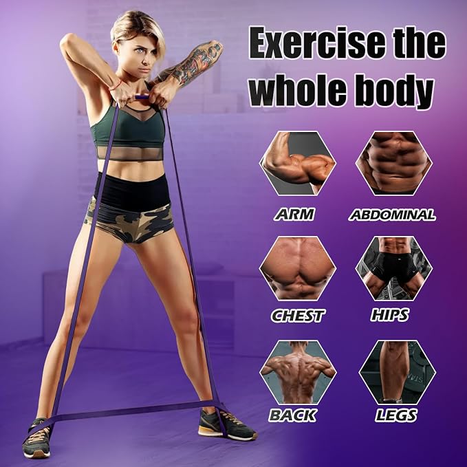 WHATAFIT Resistance Bands, Pull Up Assist Bands with Handles, Door Anchor | Natural Latex Rubber, Progressive Tension, Exercise Loop for Full-Body Fitness, Portable Gym Bag, Warm-Up & Stretch