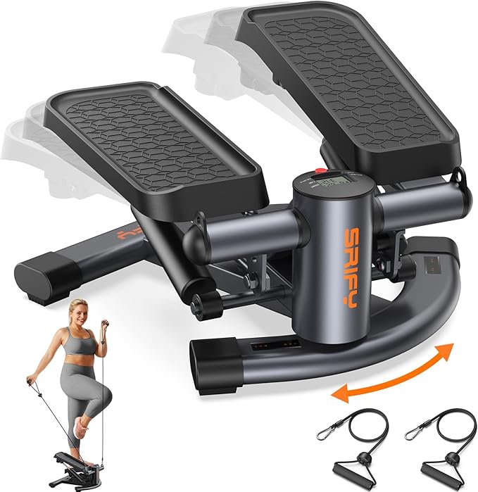 SPORTSROYALS Stair Stepper,Twist/Mini Stepper for Exercise at Home,Step Machine with Resistance Bands for Full Body Workout, 350lbs+ Capacity