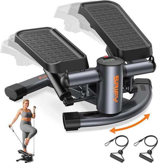 SPORTSROYALS Stair Stepper,Twist/Mini Stepper for Exercise at Home,Step Machine with Resistance Bands for Full Body Workout, 350lbs+ Capacity