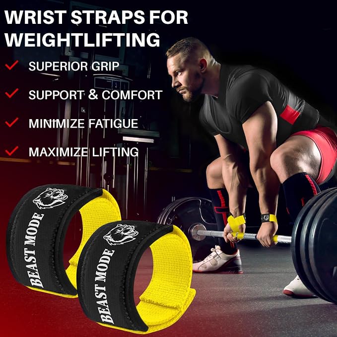 TECEUM Neoprene Padded Cotton Lifting Straps for Weightlifting, 1 Pair