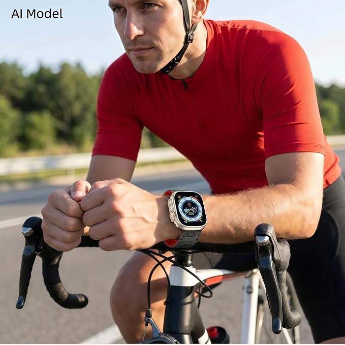Magnetic Band Compatible with Apple Watch Ultra 3/2/1 Band for Men 49mm 46mm 45mm 44mm 42mm, Silicone Sport Waterproof Loop Strap Magnet Link for iWatch Series SE 11 10 9 8 7 6 5 4 3 2 1(BlackRed)