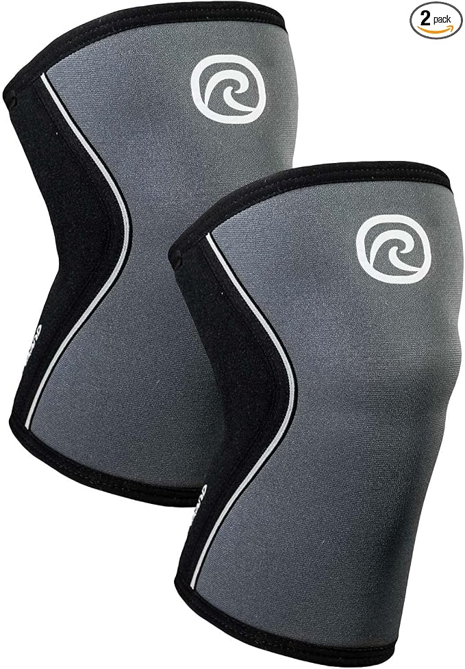 Rehband 5mm Knee Sleeves for Functional Training, Cross-Training & Powerlifting, Weightlifting Knee Support made of Neoprene, Unisex, Colour:Steel Grey - 1 Pair, Size:X-Large