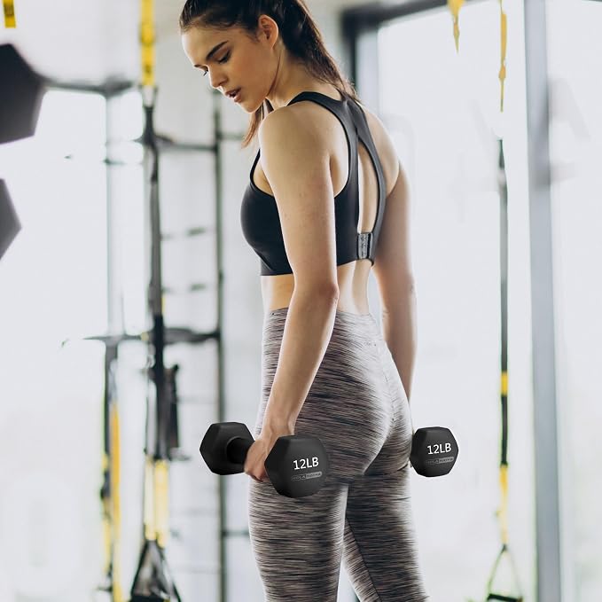 HolaHatha 1, 2 and 3 lb Neoprene Dumbbell Strength Training Weight Set with Rack
