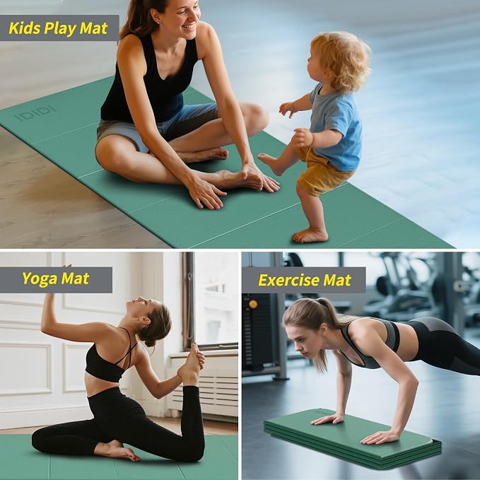 Foldable Yoga Mat Extra Large 74"×31.5" | Double-Sided Non-Slip,Extra Wide Foldable Design,8mm Extra Thick,Exercise Mat for Home, Studio and Travel Use