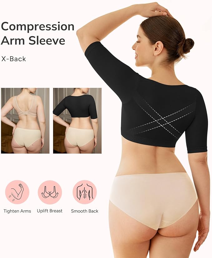 LODAY Arm Compression Sleeves for Women Lipo Upper Arm Shaper Post Surgery Slimming Arm Sleeve