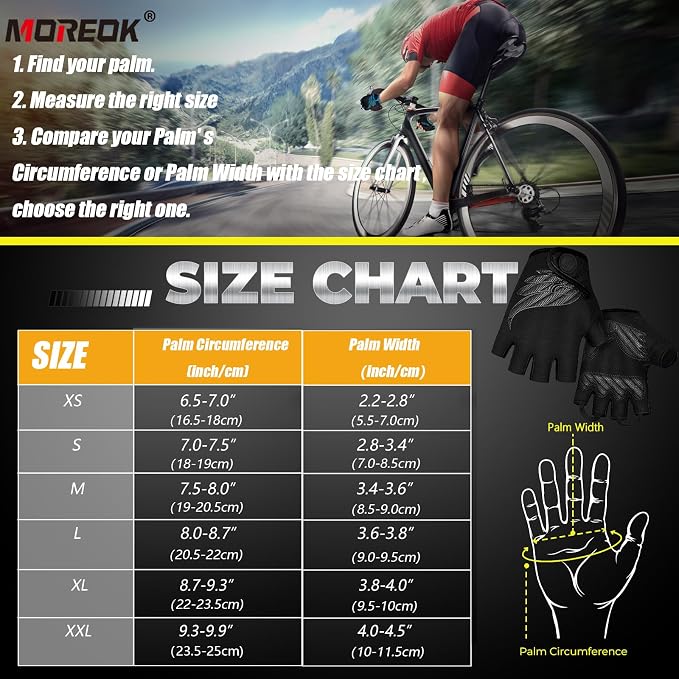 Cycling Gloves Bike Bicycle Gloves, Half Finger 5MM Gel Anti-Slip | Biking Gloves for Men Women Gym workout exercise Motorcycle Hiking Rowing Outdoor Sports