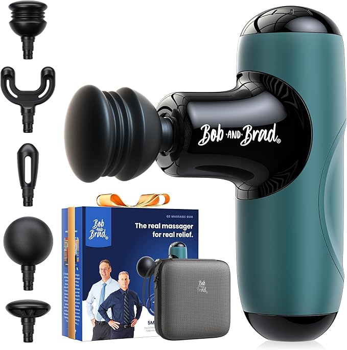 BOB AND BRAD Q2 Mini Massage Gun, Pocket-Sized Deep Tissue Massager Gun, Portable Percussion Muscle Massager Gun, Ultra Small & Quiet Muscle Massage Gun with Carry Case