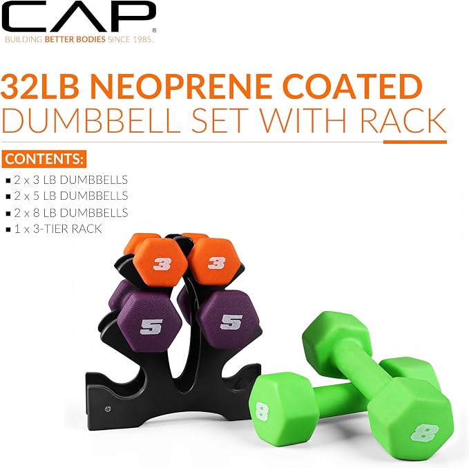 CAP Barbell Neoprene Dumbbell Weights Pairs & Sets | Color Series