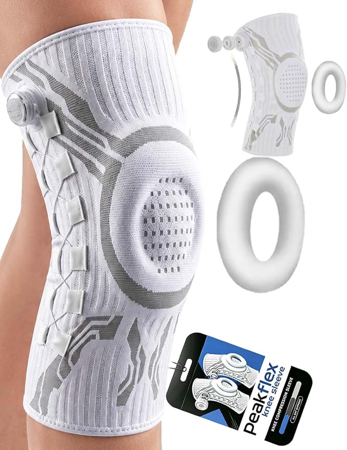 Knee Sleeve, Adjustable Knee Brace With Precision Dial, Patella Gel Pad & Side Stabilizers For Running, Workout