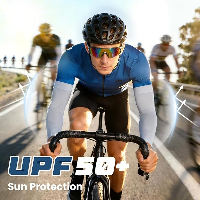 Mochabao 8 Pairs Soft Arm Sleeves, UV Sun Protection Cooling Compression Arm Covers for Outdoor Work, Sports, Men & Women