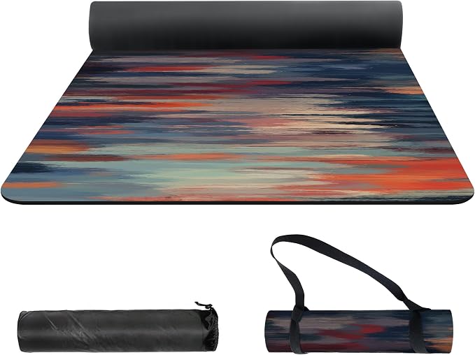 nuveti Yoga Mat Print Extra Thick TPE Non Slip Fitness Exercise Mat with Carrying Bag,72"x24" Extra Thick 6MM Exercise & Workout Mat for Yoga, Pilates Fitness and Floor Exercises