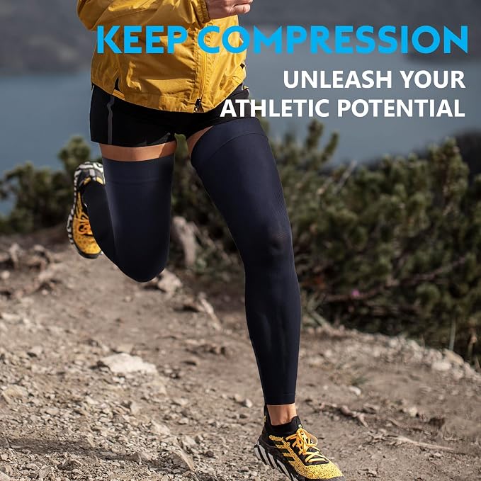KEKING Full Leg Compression Sleeves, 20-30mmHg Graduated, Unisex, Running | Thigh-High Compression Stockings, Support Thighs, Calves & Knees, for Travel & Sports, Relieve Varicose Veins & Swelling