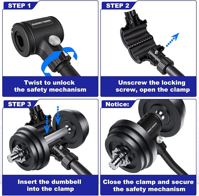 Dumbbell Barbell Converter Bar, Adjustable Weight Dumbbell to Barbell Converter, Easy Grip & Installation Weight Lifting Bar, Ideal for Strength Training Home Gym