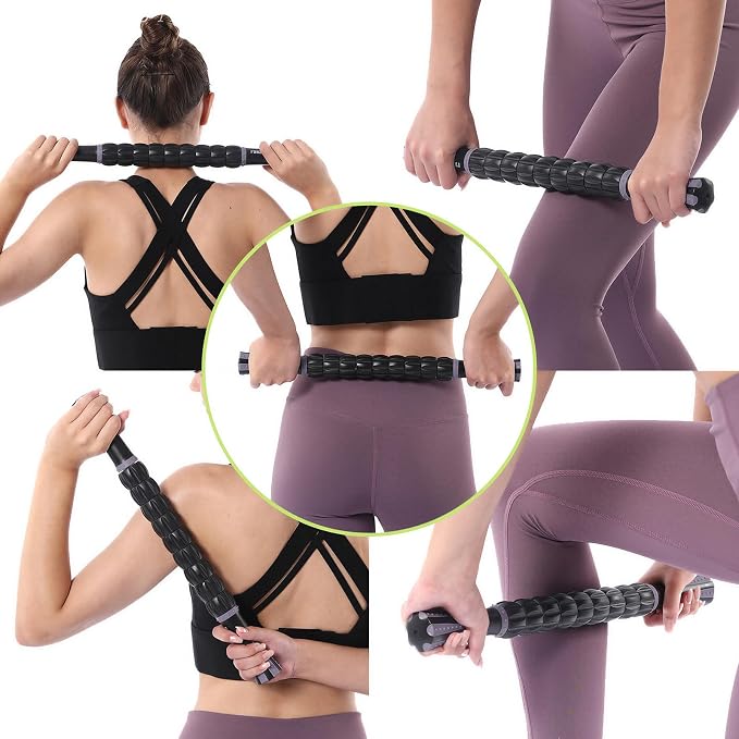 Muscle Roller Massage Roller Stick- (Dark Purple) | Lymphatic Drainage & Body Sculpting, Handheld Physical Therapy & Recovery Tool